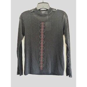 DEE..ZYY Design by TK Shimmer Black Long‎ Sleeve Woman's Size M Sheer rock edgy